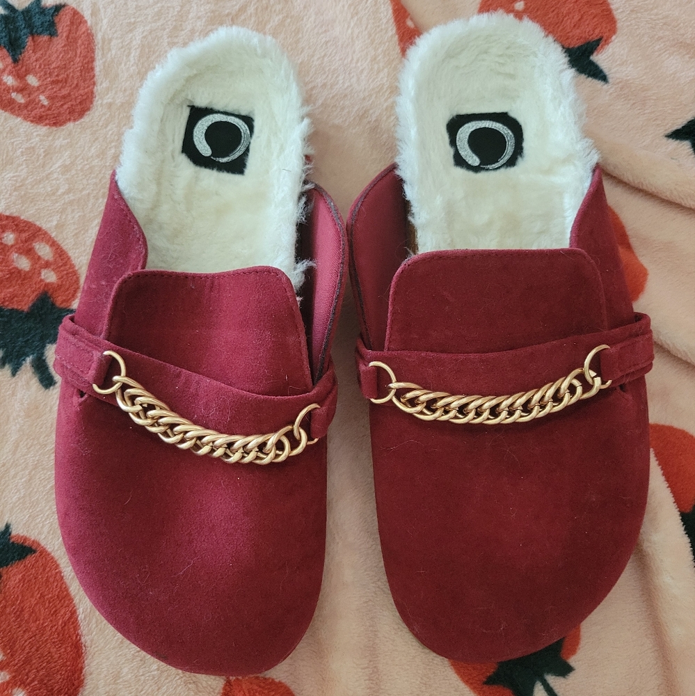 Adorable Fur Lined Red Clogs - image 1